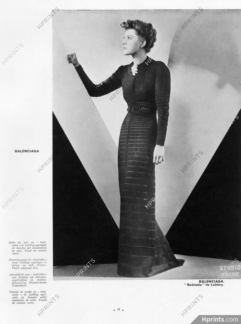 Balenciaga 1938 Evening Gown, Labbey (fabric), Photo Studio Franz
