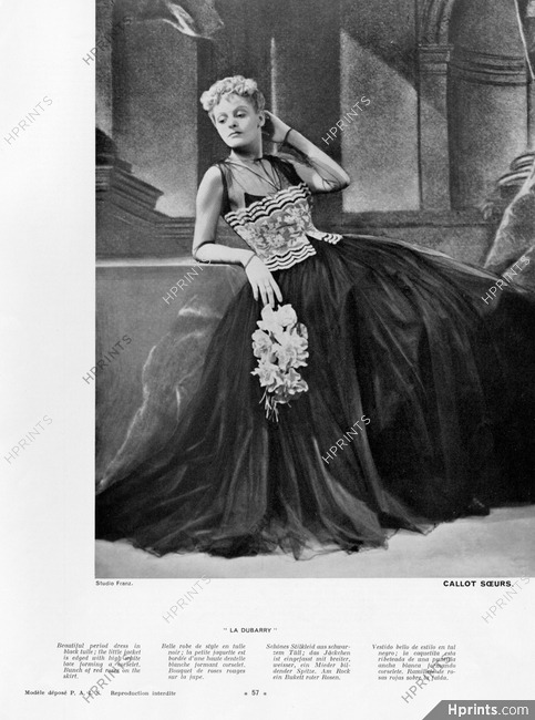 Callot Soeurs 1938 Evening Gown, "La Dubarry", Photo Studio Franz