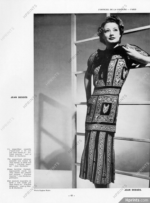 Jean Dessès 1938 Afternoon ensemble, Ducharne (fabric), Photo Eugène Rubin