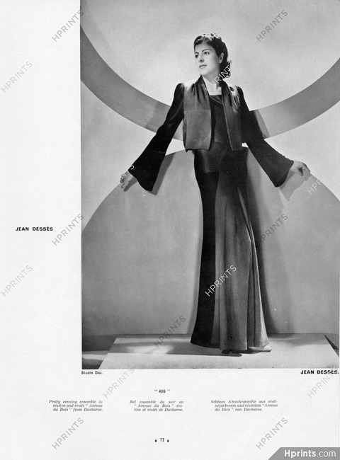 Jean Dessès 1938 Evening ensemble, Ducharne (fabric), Photo Studio Dax