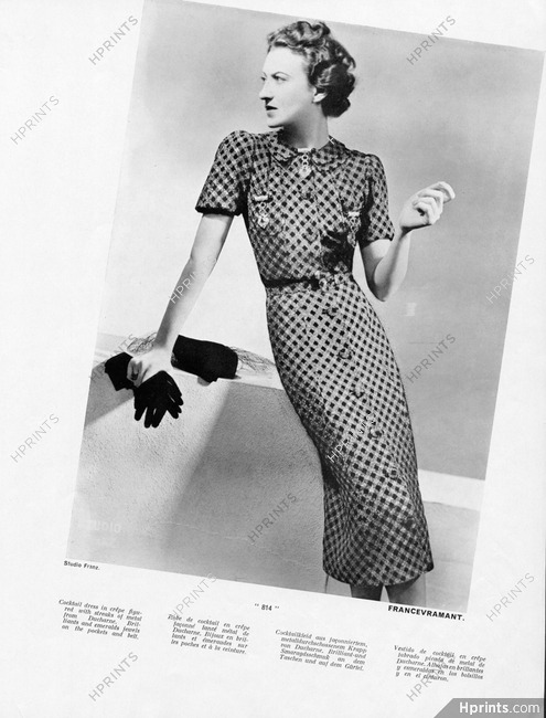 Francevramant (Couture) 1938 Coctail dress, Ducharne (fabric), Photo Studio Franz