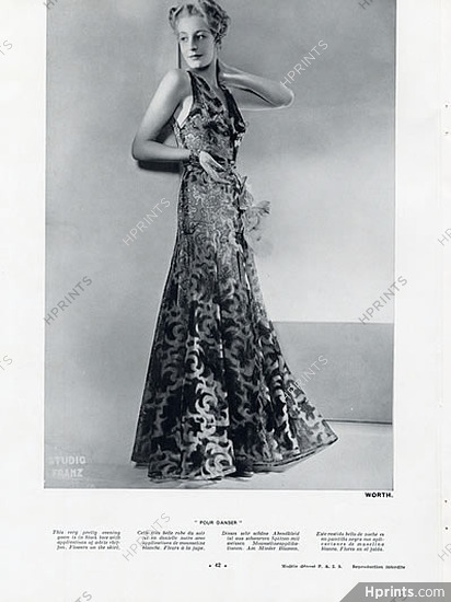 Worth 1938 "Pour Danser", Evening Gown, Photo Studio Franz