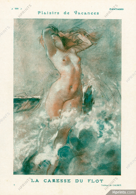 Antoine Calbet 1923 Plaisirs de Vacances, The Caress of the Stream, Nude