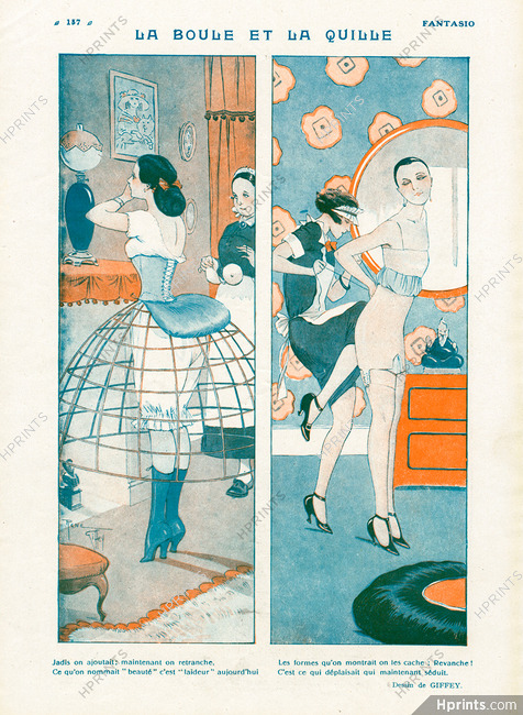La Boule et la Quille, 1925 - René Giffey Crinoline, Corset, Fashion Satire