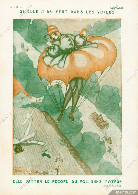 Louis Gonnet 1922 The Parachute Dress, Parachute woman