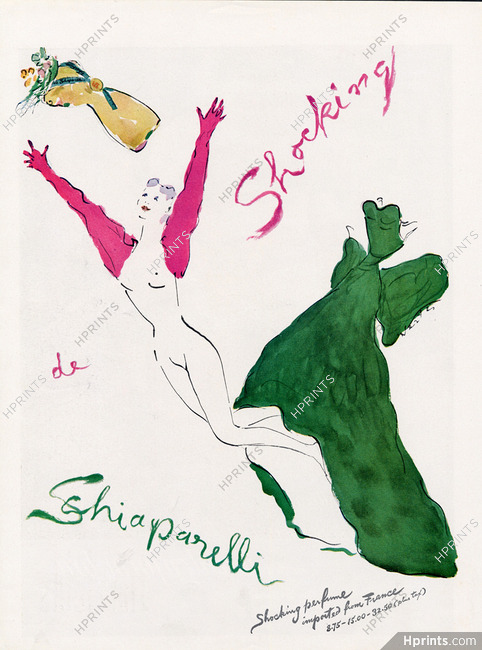 Schiaparelli (Perfumes) 1950 Shocking perfume, Marcel Vertès