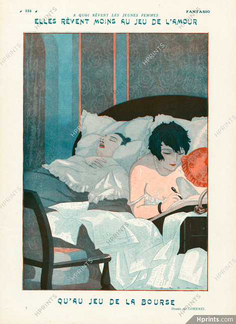 Lorenzi 1924 A quoi rêvent les jeunes femmes... Au Jeu de la Bourse