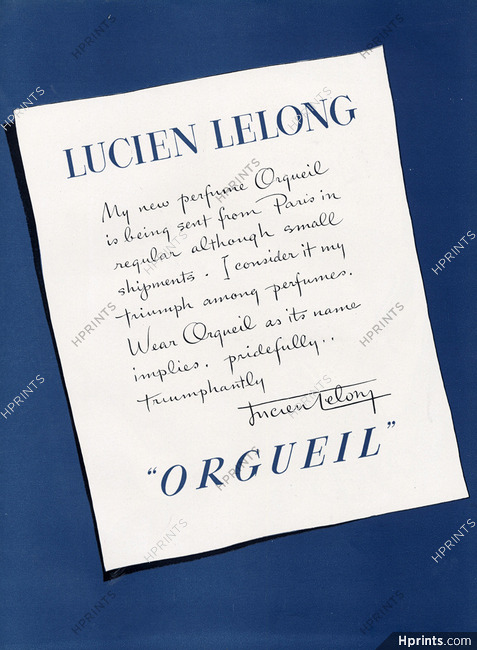 Lucien Lelong (Perfumes) 1946 Orgueil