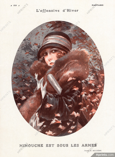 Maurice Milliere 1925 "Minouche" Winter, Portrait, Fox, Fur