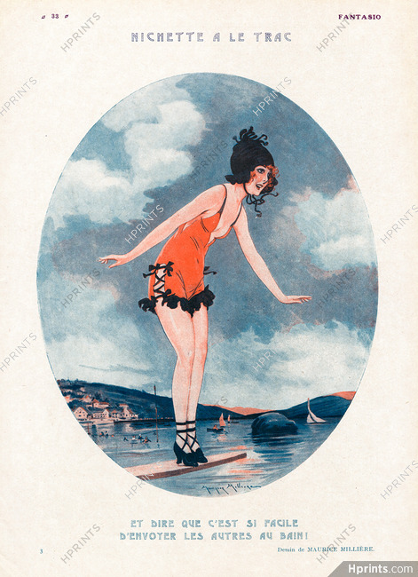 Nichette a le trac, 1924 - Maurice Milliere Bathing Beauty, Swimwear