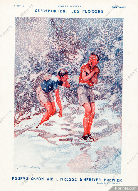 Mendousse 1923 Runners in the snow
