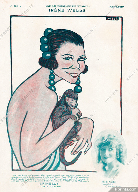 Irène Wells 1925 Spinelly Portrait Caricature