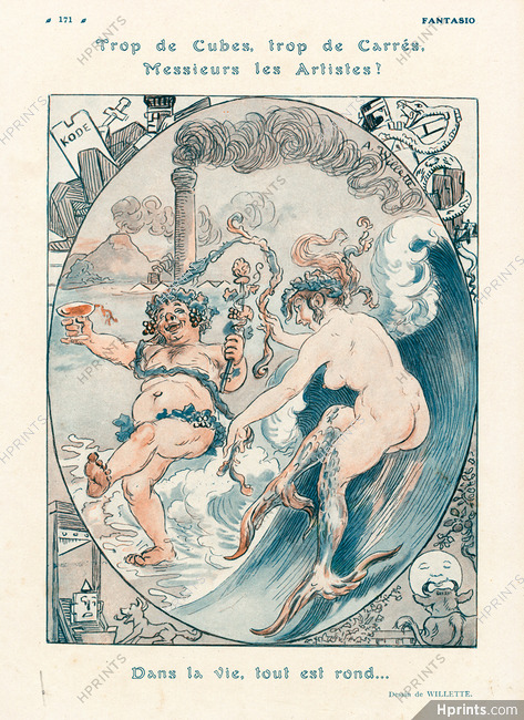 Willette 1923 Against Cubism, Mermaid, Bacchus