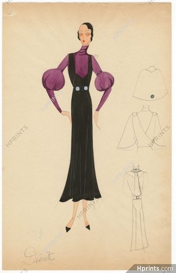 Agnès-Drecoll 1932 "Discrète", Original Fashion Drawing