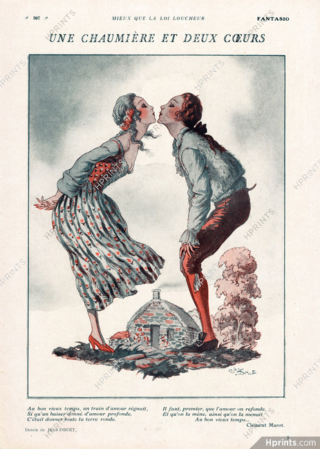 Jean Droit 1929 Lovers, Kiss, 18th Century Costumes