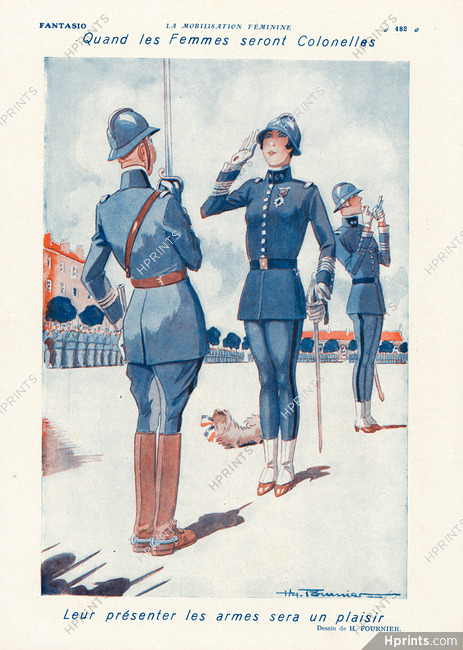 Fournier 1927 Quand Les Femmes Seront Colonelles, Woman Soldier, Toy Dog