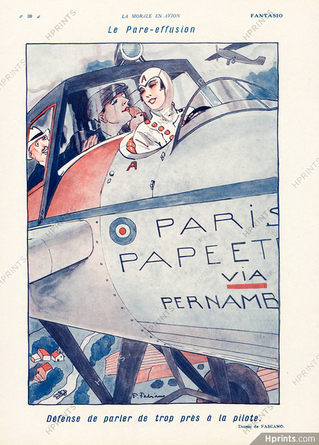 Fabiano 1928 Airplane Female Pilot Paris-Papeete