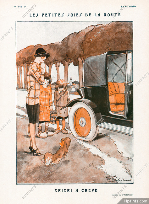 Fabiano 1926 "Cricri a crevé" Flat Tire, Pekingese Dog, Toy dog