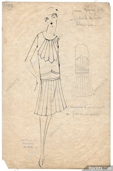 Jane Regny 1930s, Original Fashion Drawing, Léo Tissandié