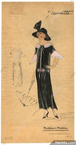 Madeleine & Madeleine 1920s, Original Fashion Drawing