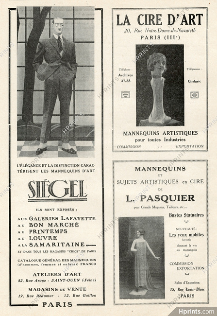 Siégel, La Cire d'Art & L. Pasquier (Wax mannequins) 1925, Man