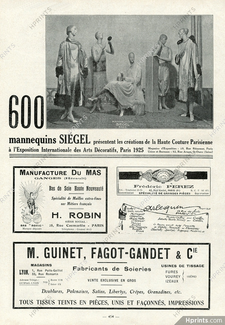 Siégel (Mannequins) 1925, 600 mannequins, Exposition Internationale des Arts Décoratifs, Paris 1925