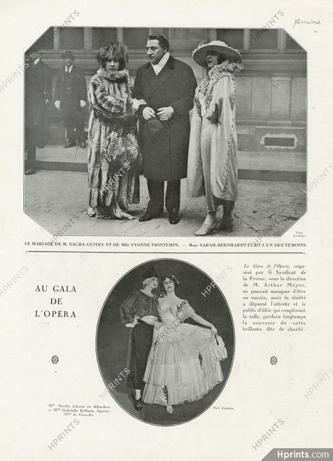 Mariage de Sacha Guitry & Yvonne Printemps 1919 Sarah Bernhardt (witness)