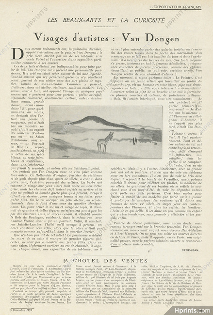 Visages d'artistes : Van Dongen, 1925 - Document, Text by Rene-Jean