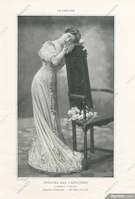 Mylo d'Arcylle 1908 "L'Amour s'amuse" Théâtre des Capucines, photo Henri Manuel
