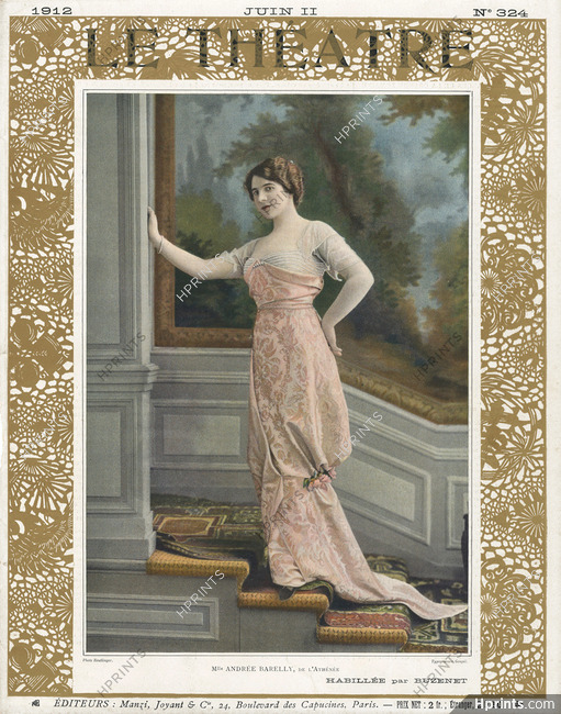 Andrée Barelly 1912 Photo Reutlinger, Buzenet (Couture)