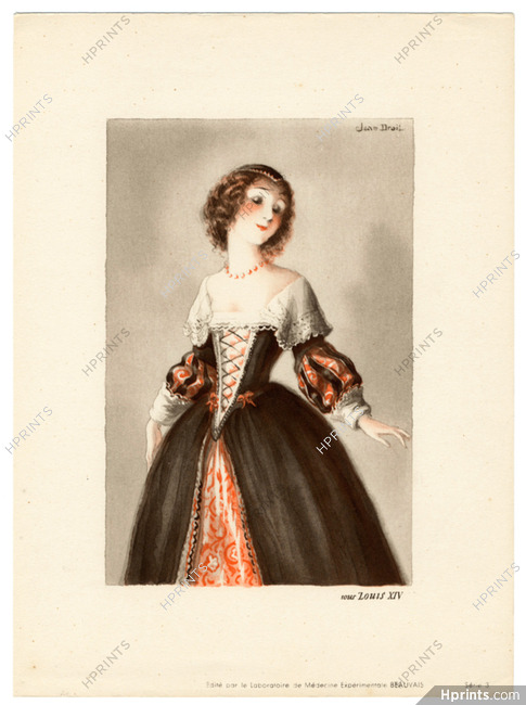 Jean Droit 1930s "Sous Louis XIV" 17th Century Costume, Lithographie