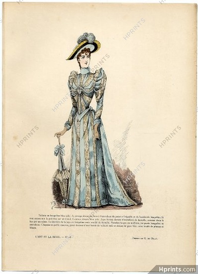 L'Art et la Mode 1890 N°18 G. de Billy, colored fashion lithograph