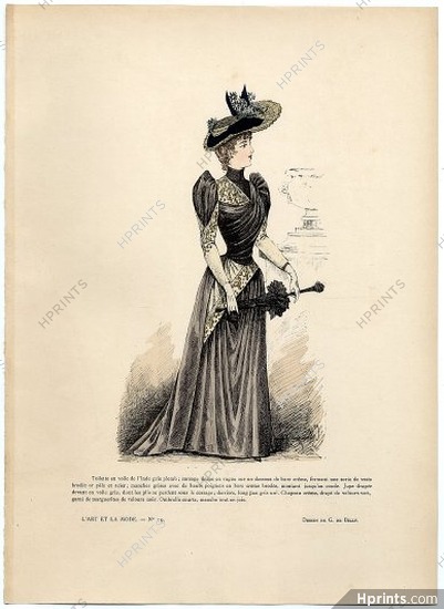 L'Art et la Mode 1890 N°19 G. de Billy, colored fashion lithograph