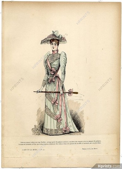 L'Art et la Mode 1890 N°20 G. de Billy, colored fashion lithograph