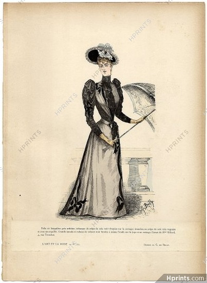 L'Art et la Mode 1890 N°22 G. de Billy, colored fashion lithograph