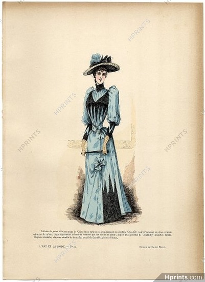 L'Art et la Mode 1890 N°25 G. de Billy, colored fashion lithograph