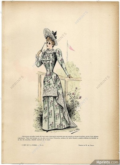L'Art et la Mode 1890 N°26 Marie de Solar, colored fashion lithograph