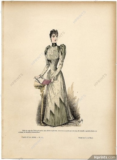 L'Art et la Mode 1890 N°27 G. de Billy, colored fashion lithograph