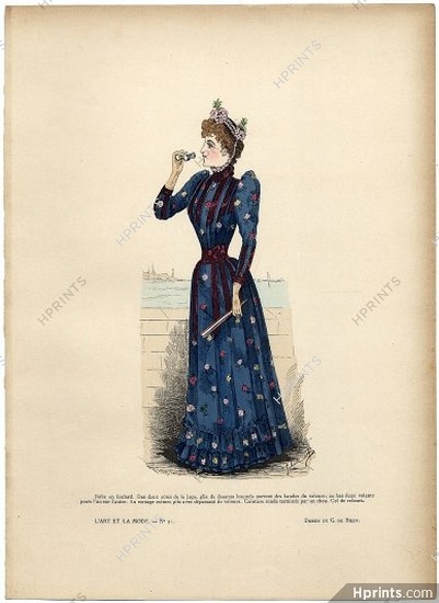 L'Art et la Mode 1890 N°31 G. de Billy, colored fashion lithograph