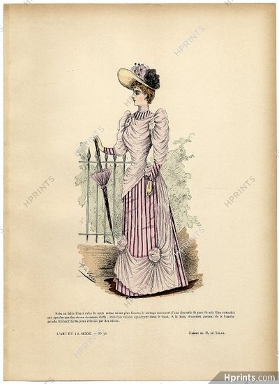 L'Art et la Mode 1890 N°36 Marie de Solar, colored fashion lithograph