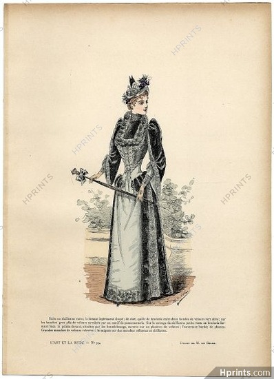 L'Art et la Mode 1890 N°39 Marie de Solar, colored fashion lithograph