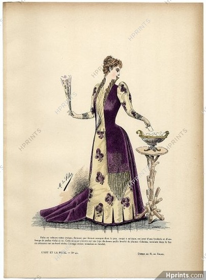 L'Art et la Mode 1890 N°41 Marie de Solar, colored fashion lithograph