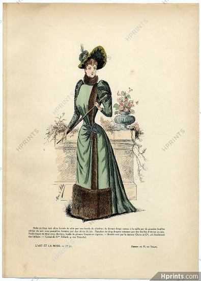 L'Art et la Mode 1890 N°51 Marie de Solar, colored fashion lithograph