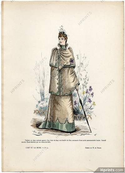 L'Art et la Mode 1891 N°13 Marie de Solar, colored fashion lithograph
