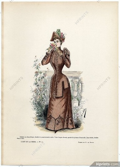 L'Art et la Mode 1891 N°15 Marie de Solar, colored fashion lithograph