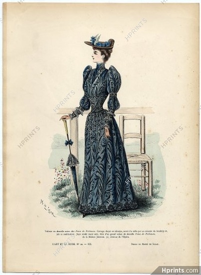 L'Art et la Mode 1891 N°20 Marie de Solar, colored fashion lithograph