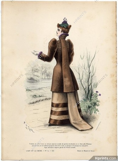 L'Art et la Mode 1891 N°50 Marie de Solar, colored fashion lithograph
