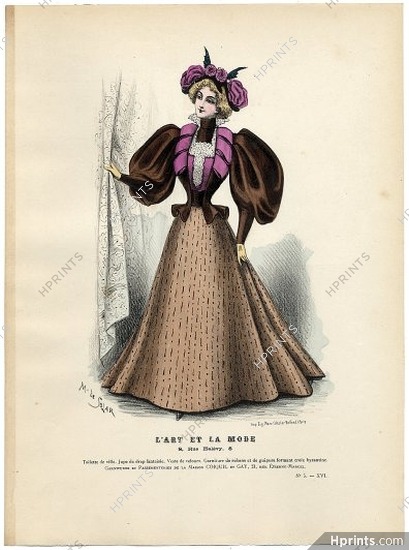 L'Art et la Mode 1895 N°05 Marie de Solar, colored fashion lithograph