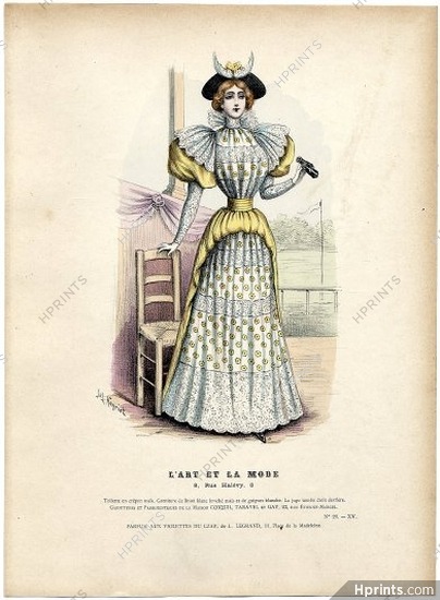 L'Art et la Mode 1894 N°26 Jules Hanriot, colored fashion lithograph
