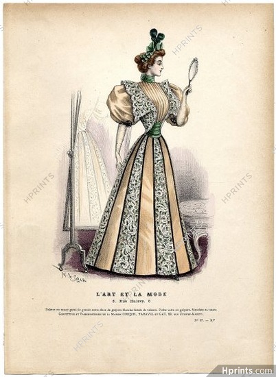 L'Art et la Mode 1894 N°27 Marie de Solar, colored fashion lithograph